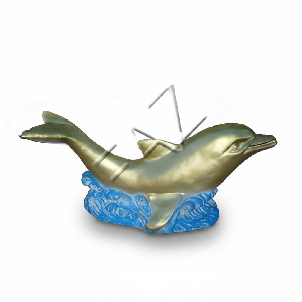 Oval glass coffee table with a dolphin decorative sculpture 45cm