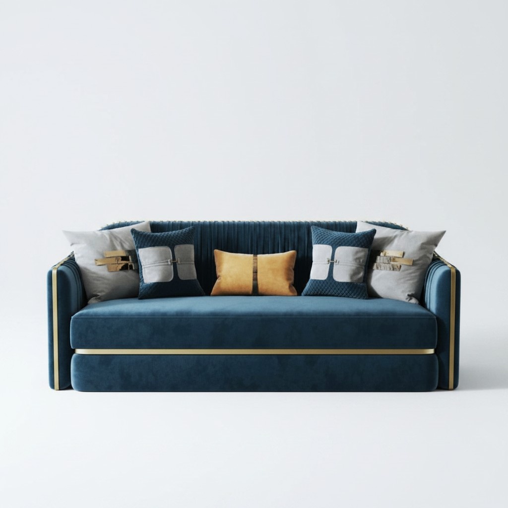 Design Textile Stainless Steel Big 3-seater Couch Leather Fabric Sofas Couches Furniture