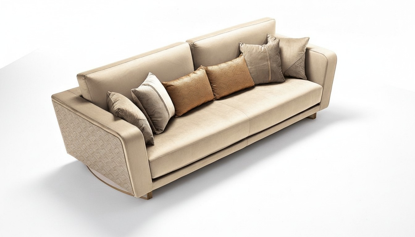 Design three-seater couch upholstered sofa modern 3-seater sofas room furniture beige seat