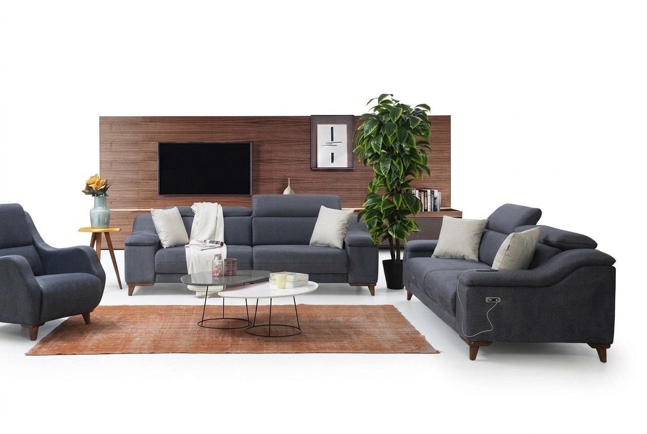 Design Three-Seater Sofa Couch Upholstered Modern Living Room Fabric Sofas New Furniture