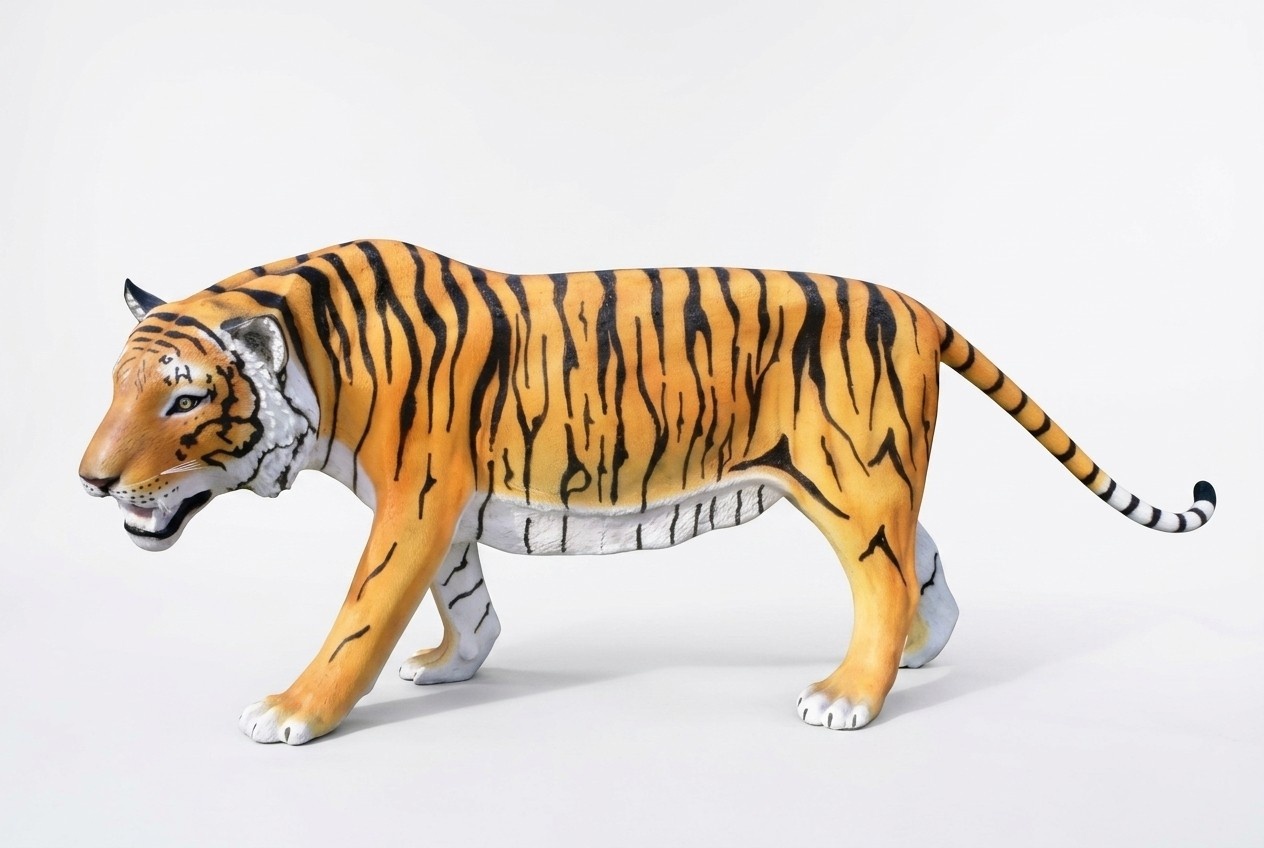 Decorative garden sculpture designed as tiger figurine 245cm length