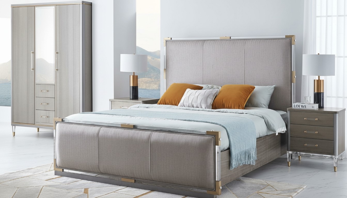 Design upholstered bed bed double marriage Modern 180x200cm luxury bed frame