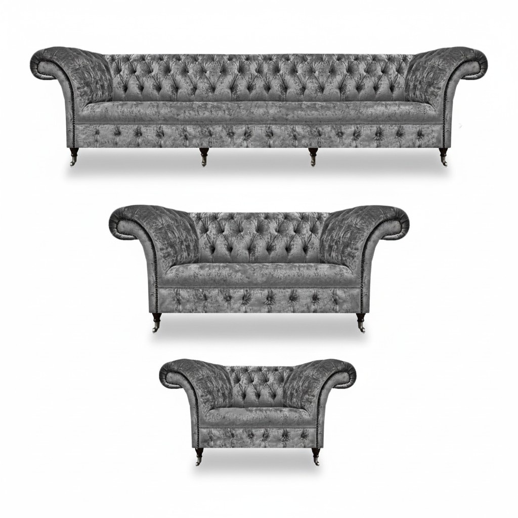 Design Upholstered Furniture Gray Sofa Set Chesterfield Sofas Set Living Room