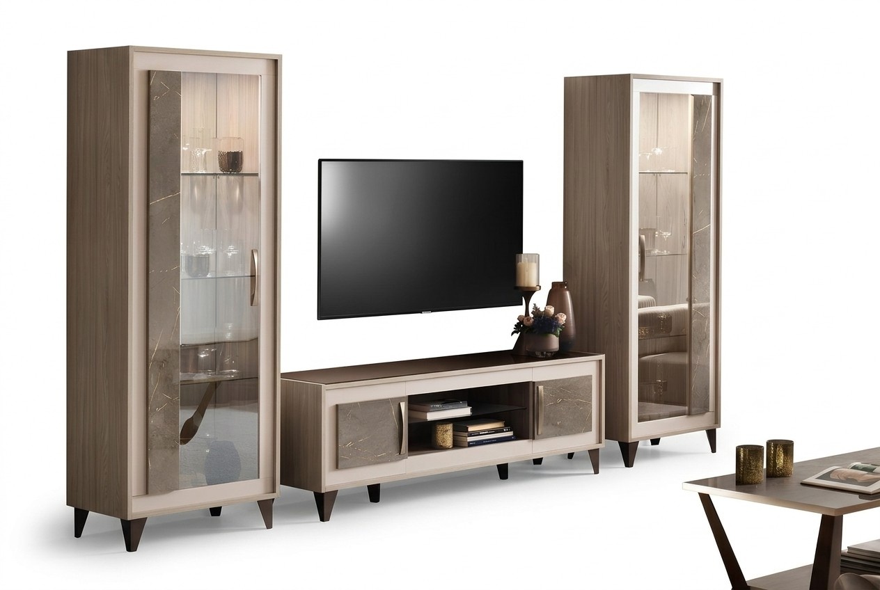Design wall unit sideboard 2x cabinet rtv lowboard dresser 3-piece set showcase