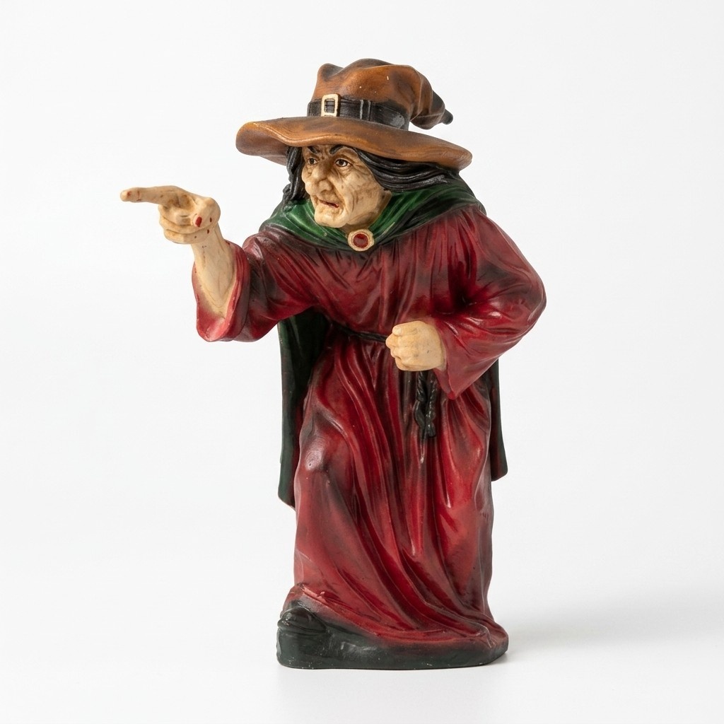 Decorative sculpture designed as a colorful standing old witch figure 65cm