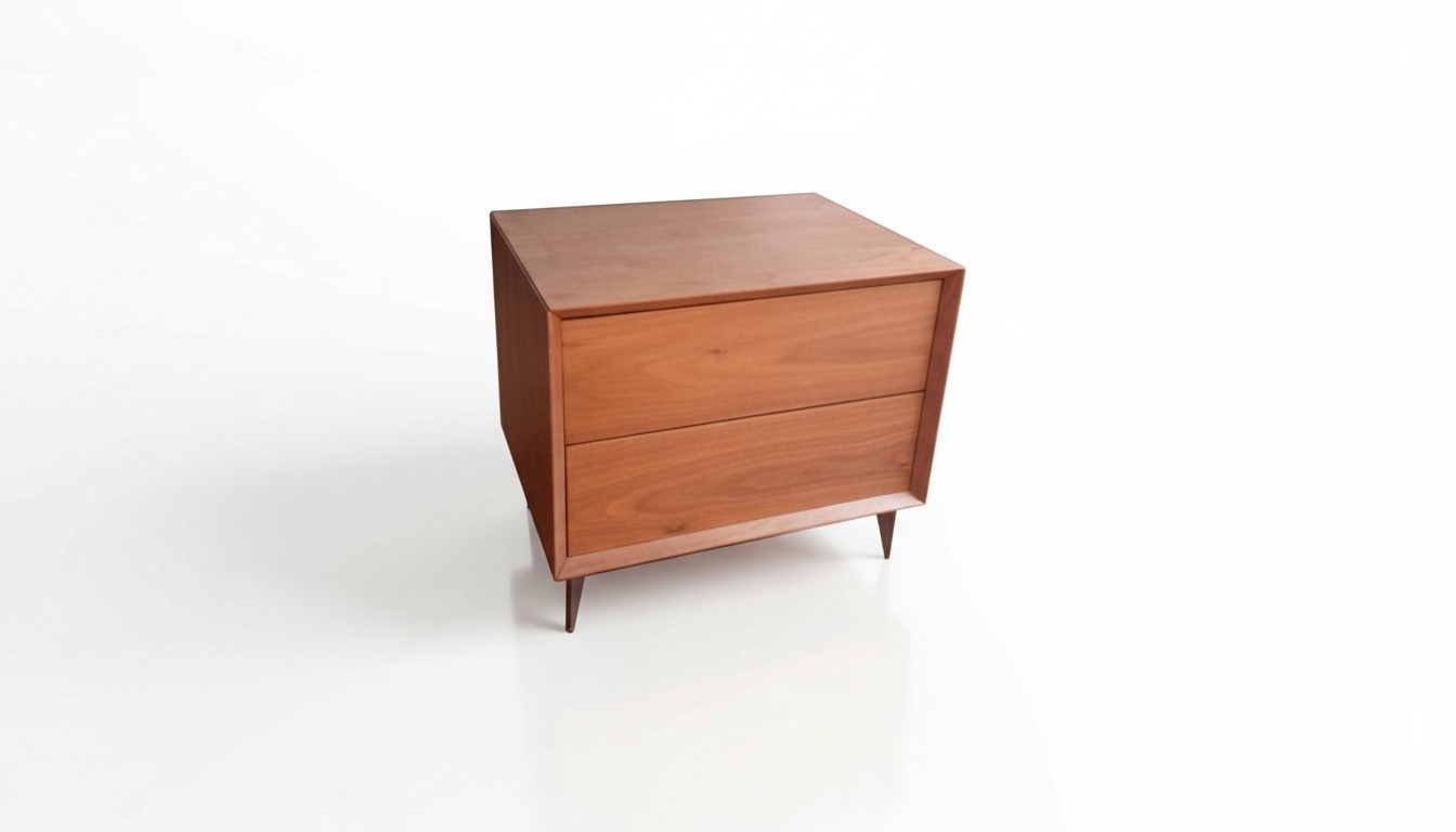 Modern style designer bedside table with 2-sliding drawers made of real wooden