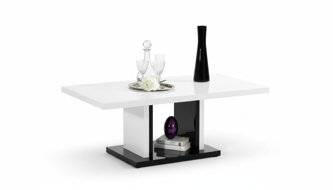 Modern style made of real wooden gloss rectangular side coffee table, italian collection