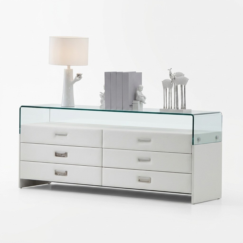Design XXL Sideboard Glass Shelf Leather Chests of Drawers Loawboard Cabinets New