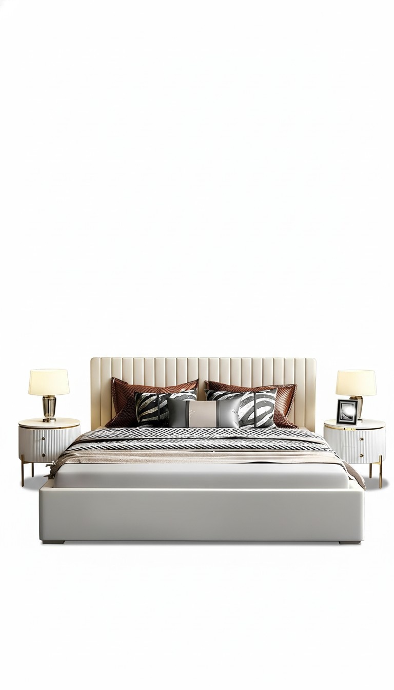 Designer bed bedroom double bed beds leather hotel luxury upholstery 160/180cm
