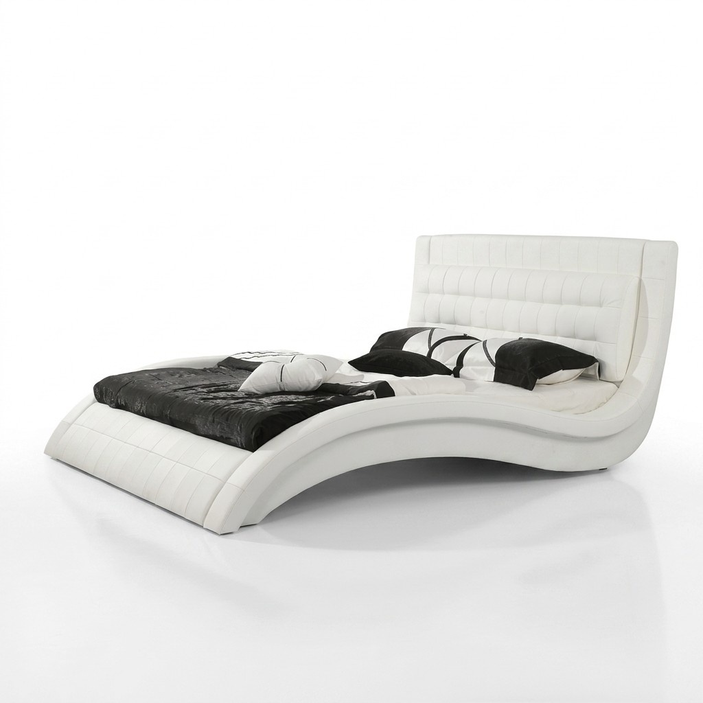 Designer massive leather double bed in modern style for marriage couple