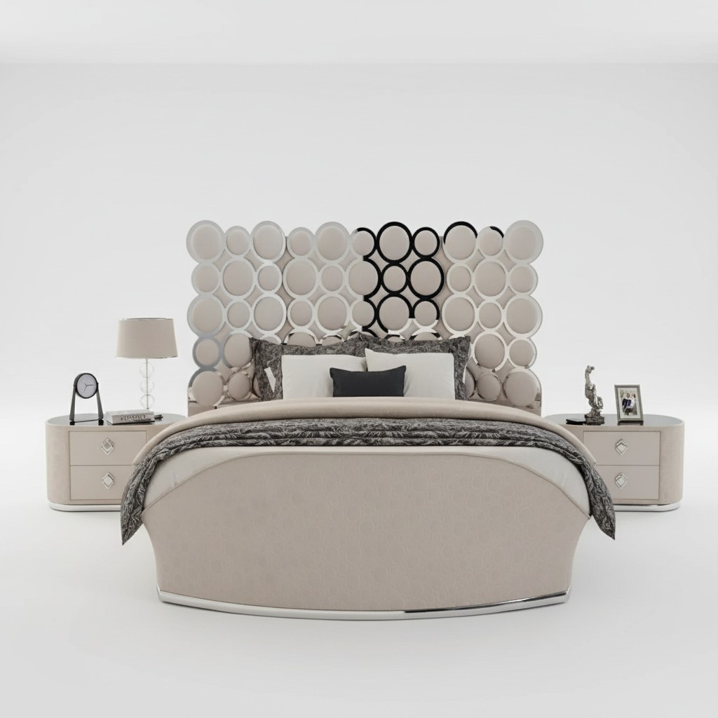 Designer Bed Luxury Textile Beds Bedroom Double Bed 200x200cm Bed Frame