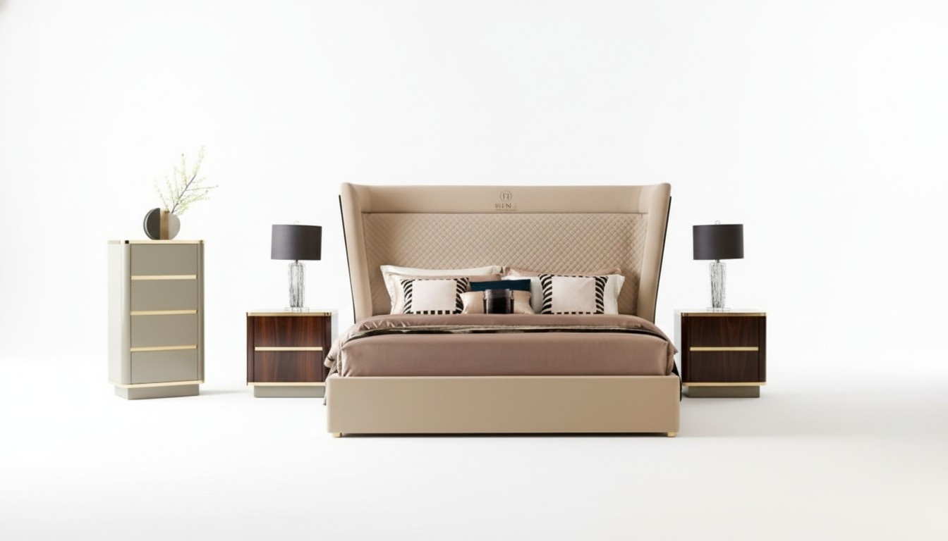 Designer Bedroom Bed 2x Bedside Tables Chest of Drawers 4pcs Set New 180x200cm new