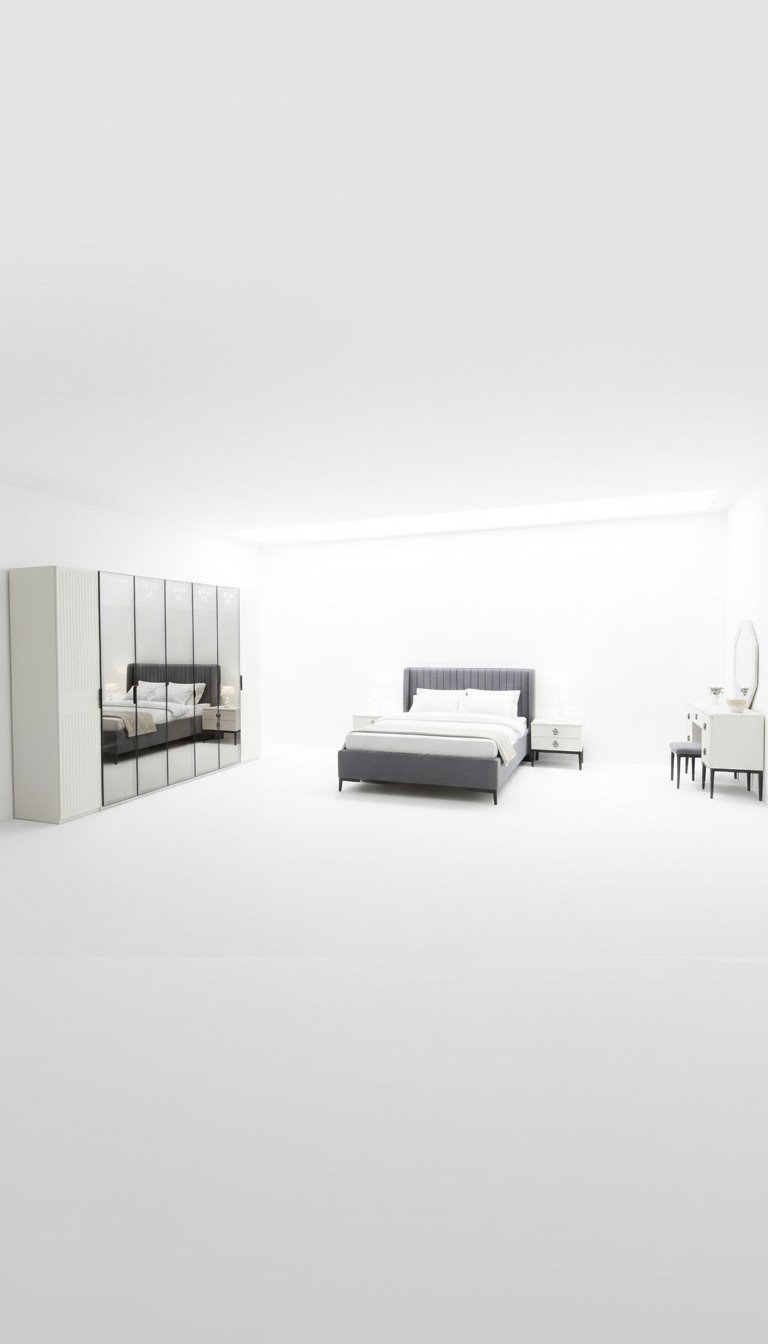 Designer bedroom set bed 2x bedside tables wardrobe New and luxurious