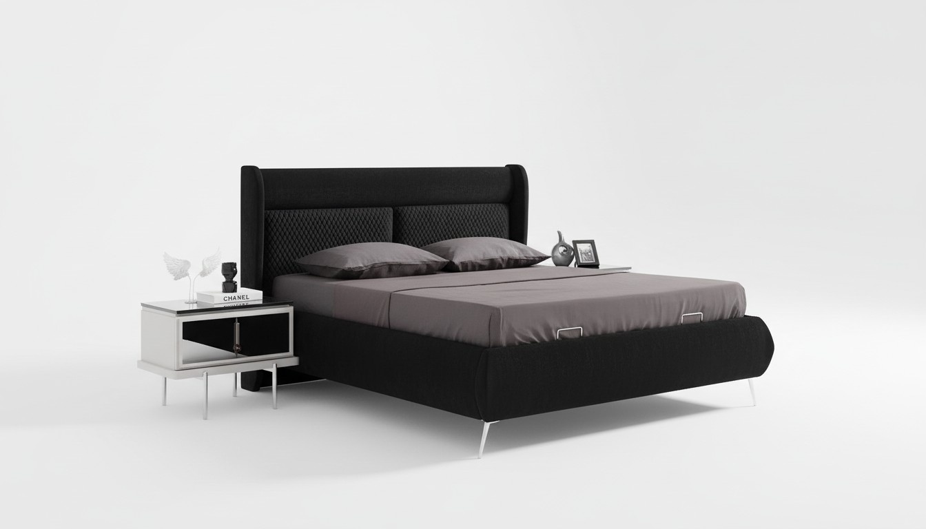 Designer beds Luxury bed 2x bedside tables 3-piece bedroom new set