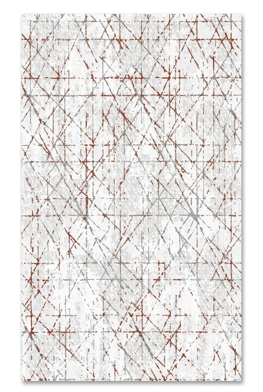 Designer beige carpet with brown and gray lines, short pile living room rugs.