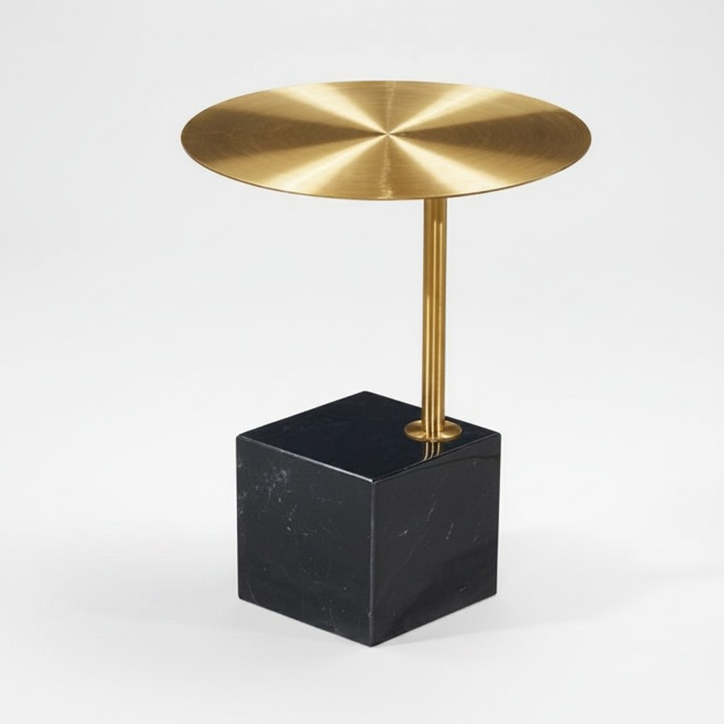 Designer black and gold side table luxury living room metal tables table
