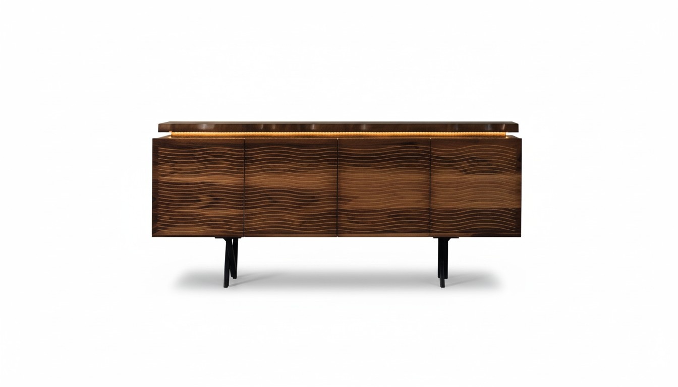 Designer brown wooden chest of drawers Luxury sideboard dining room wooden cabinet