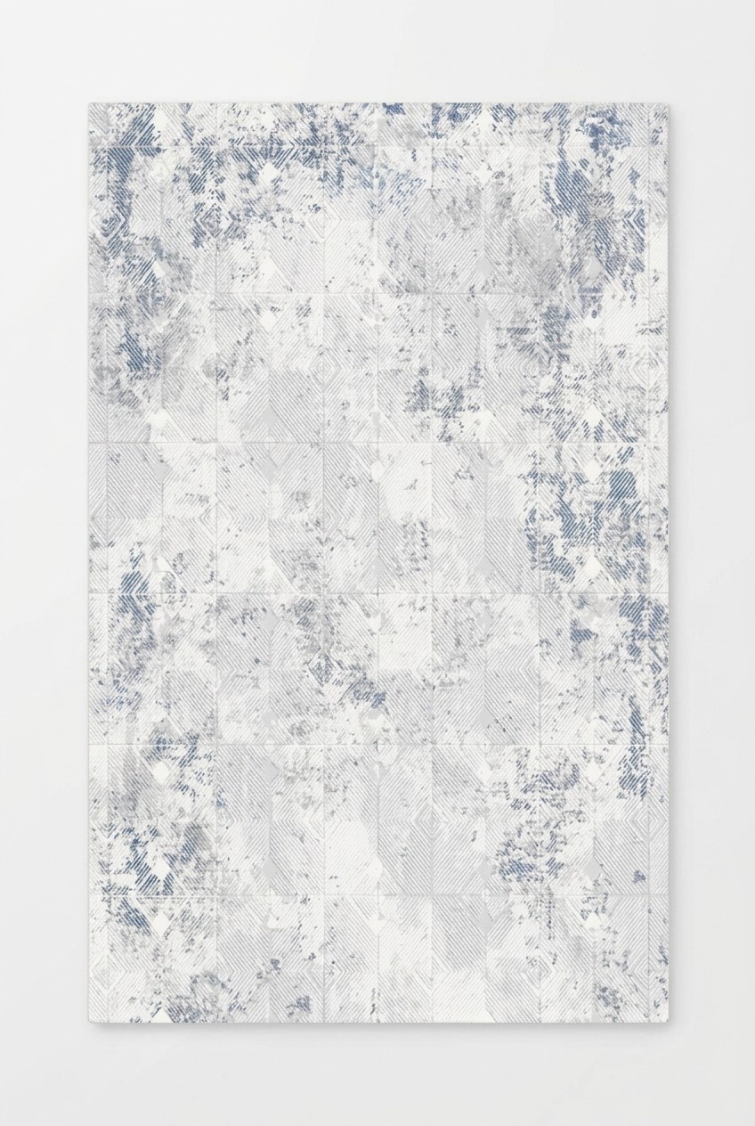 Designer carpet retro aged living room carpet short pile diamond blue rugs