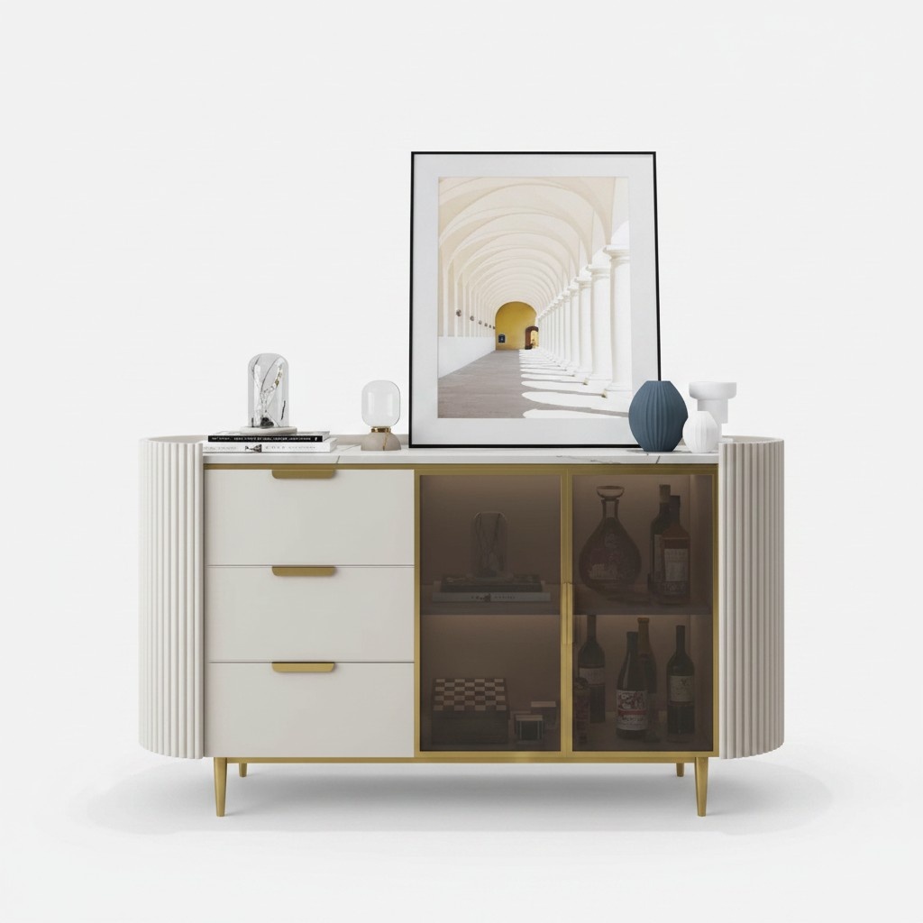 Designer chest of drawers sideboard cabinet living room shelf stainless steel luxury board