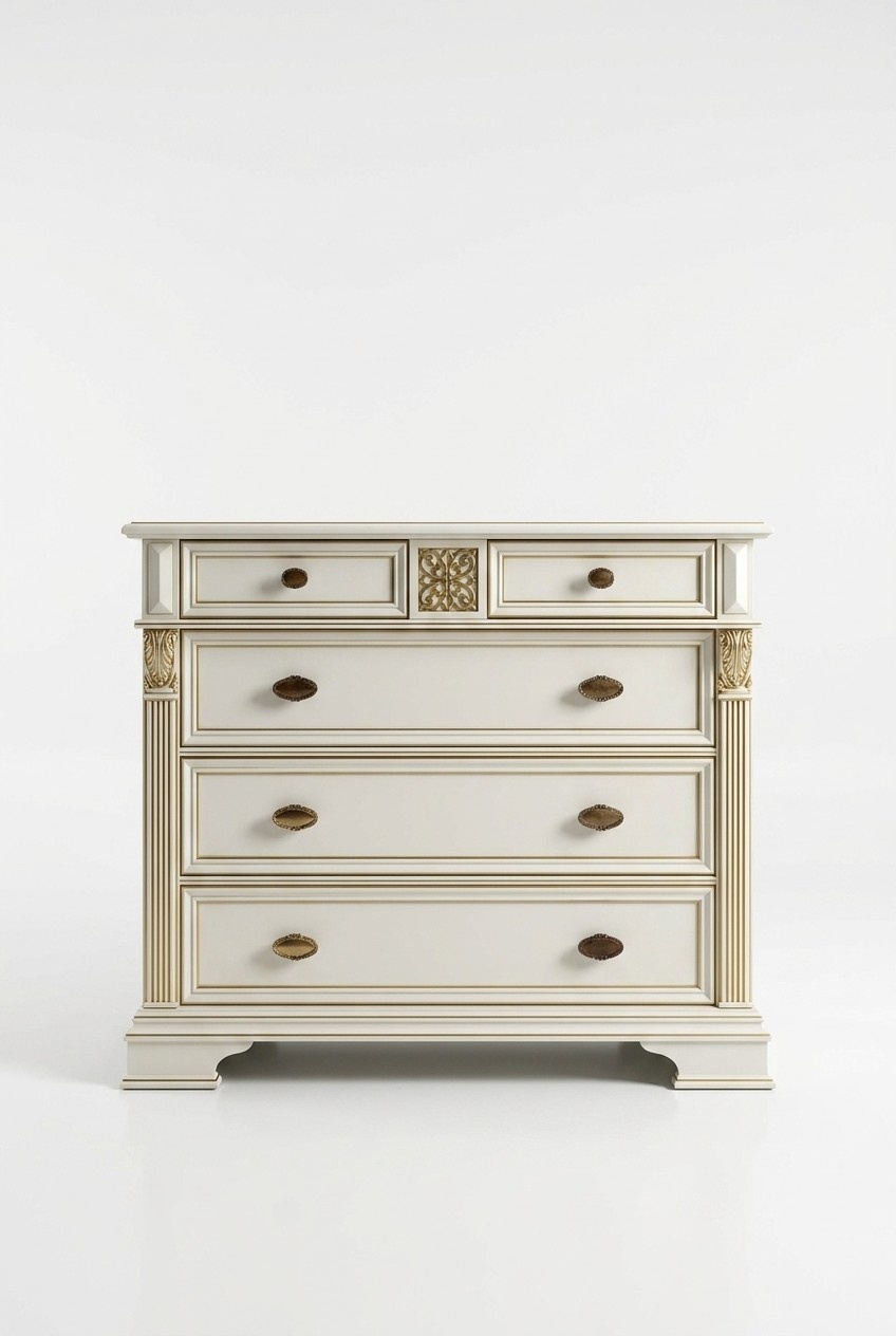Designer classic style empire chest of 5-sliding drawers made of real solid wood