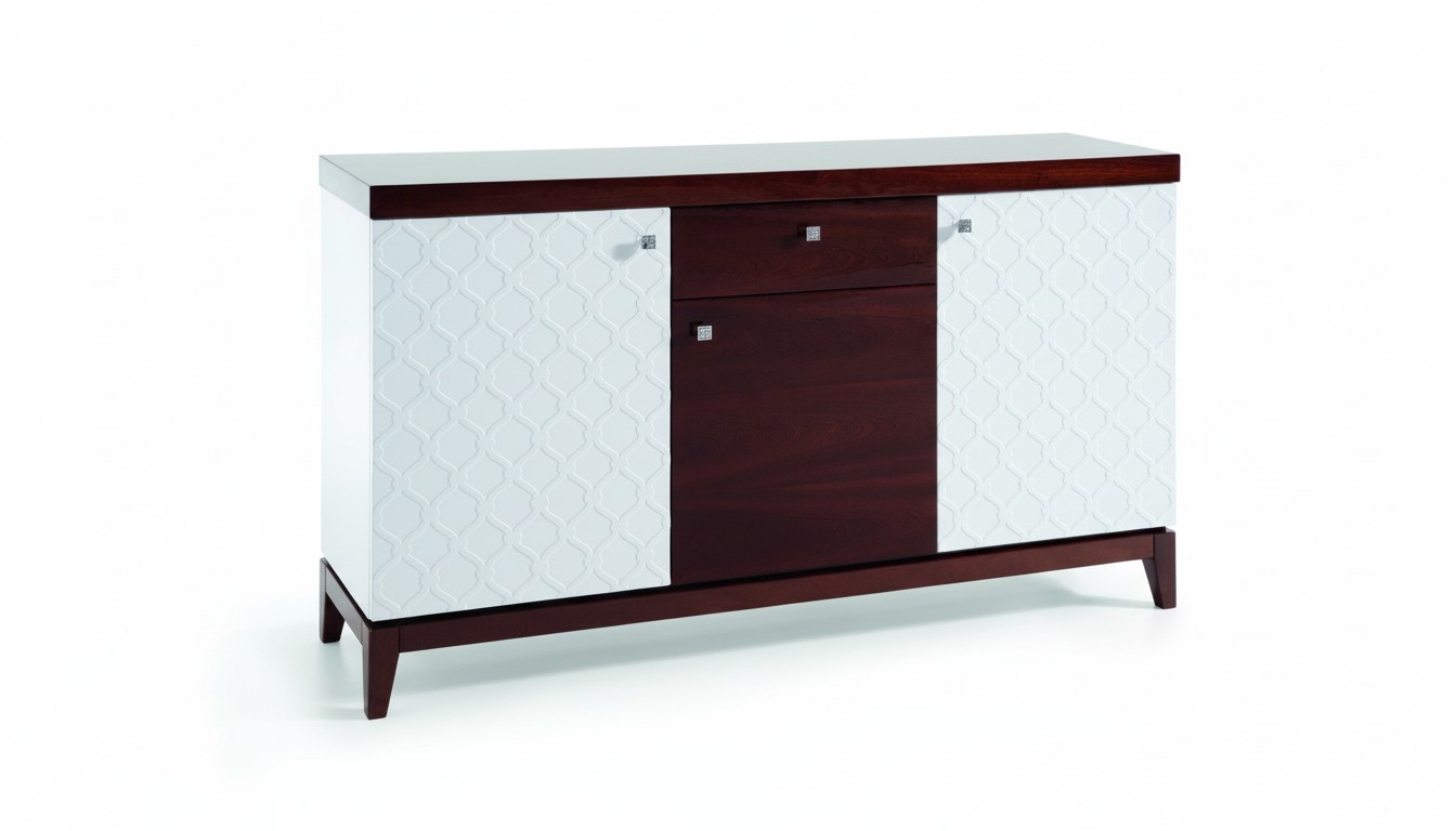 Modern style made of real wooden sideboard with a drawer & 3-swing doors, model - VI-K3