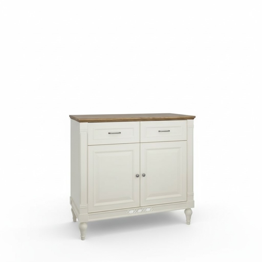 Classic style made of real wooden designer sideboard with 2-sliding drawers & swing doors - model FL-K2