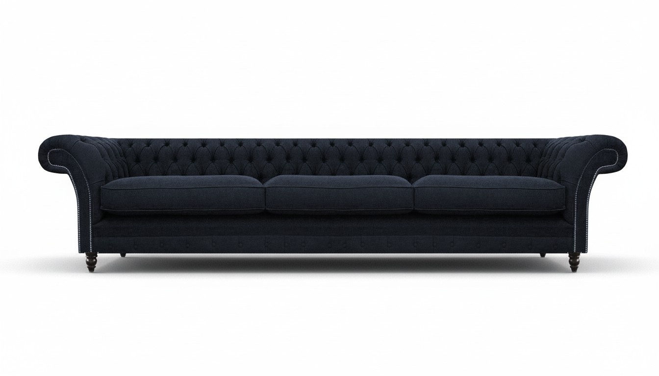 Designer Chesterfield Blue Sofa Three-Seater Luxury Living Room New Furniture