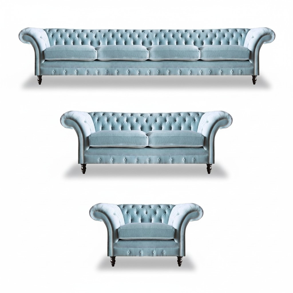 Designer Chesterfield Sofa Set Modern Four-Seater Upholstered Armchair