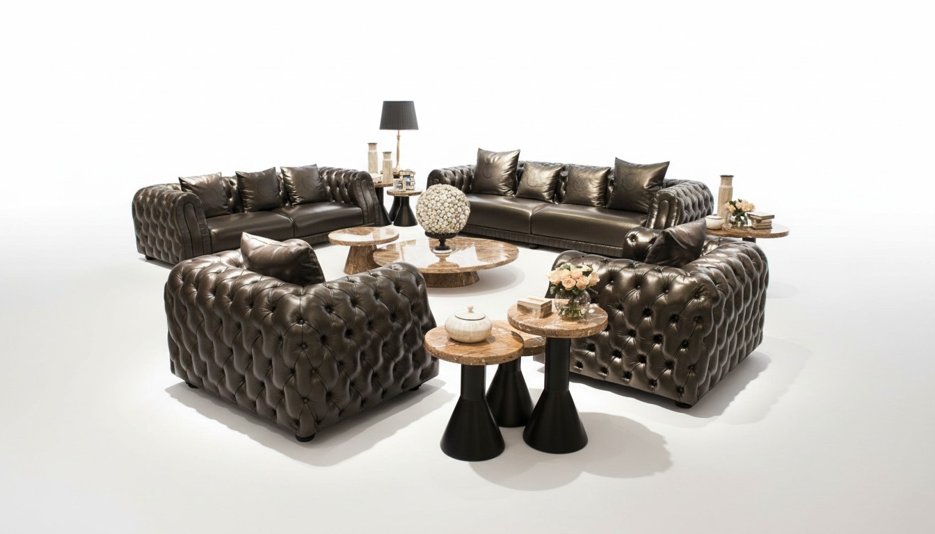 Designer Chesterfield Sofa Set Sofa Couch Polster Set 3+2+1+1 New