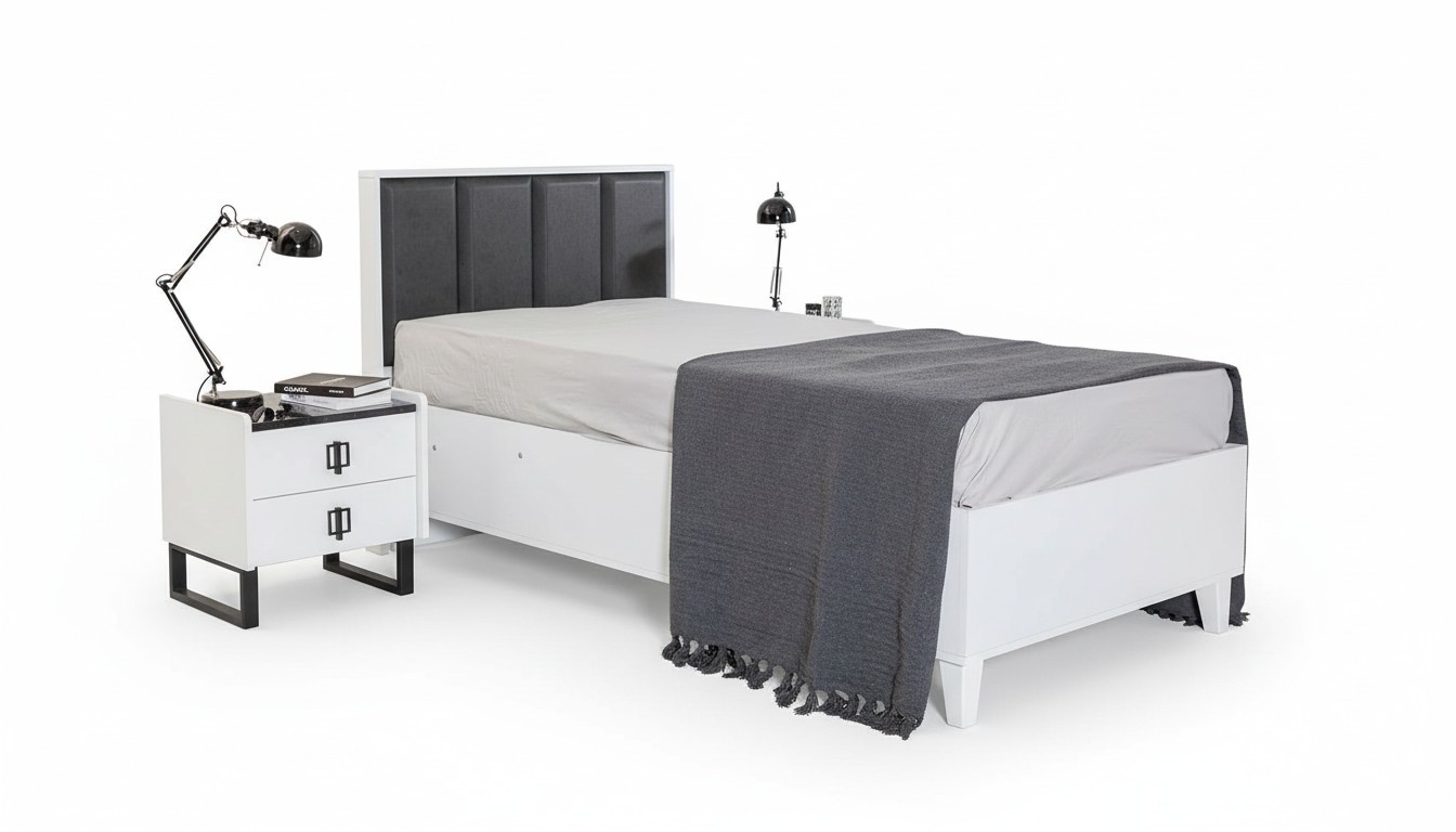 Designer children\'s bed Sturdy wooden bed Children\'s room Single upholstered bed