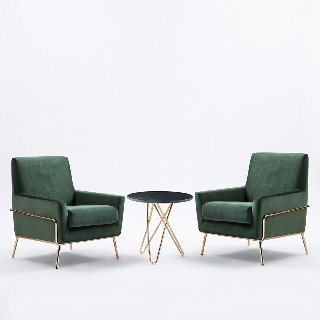 Designer Club Lounge Chair Relax Hotel Chair Set Garniture Group Luxury Green