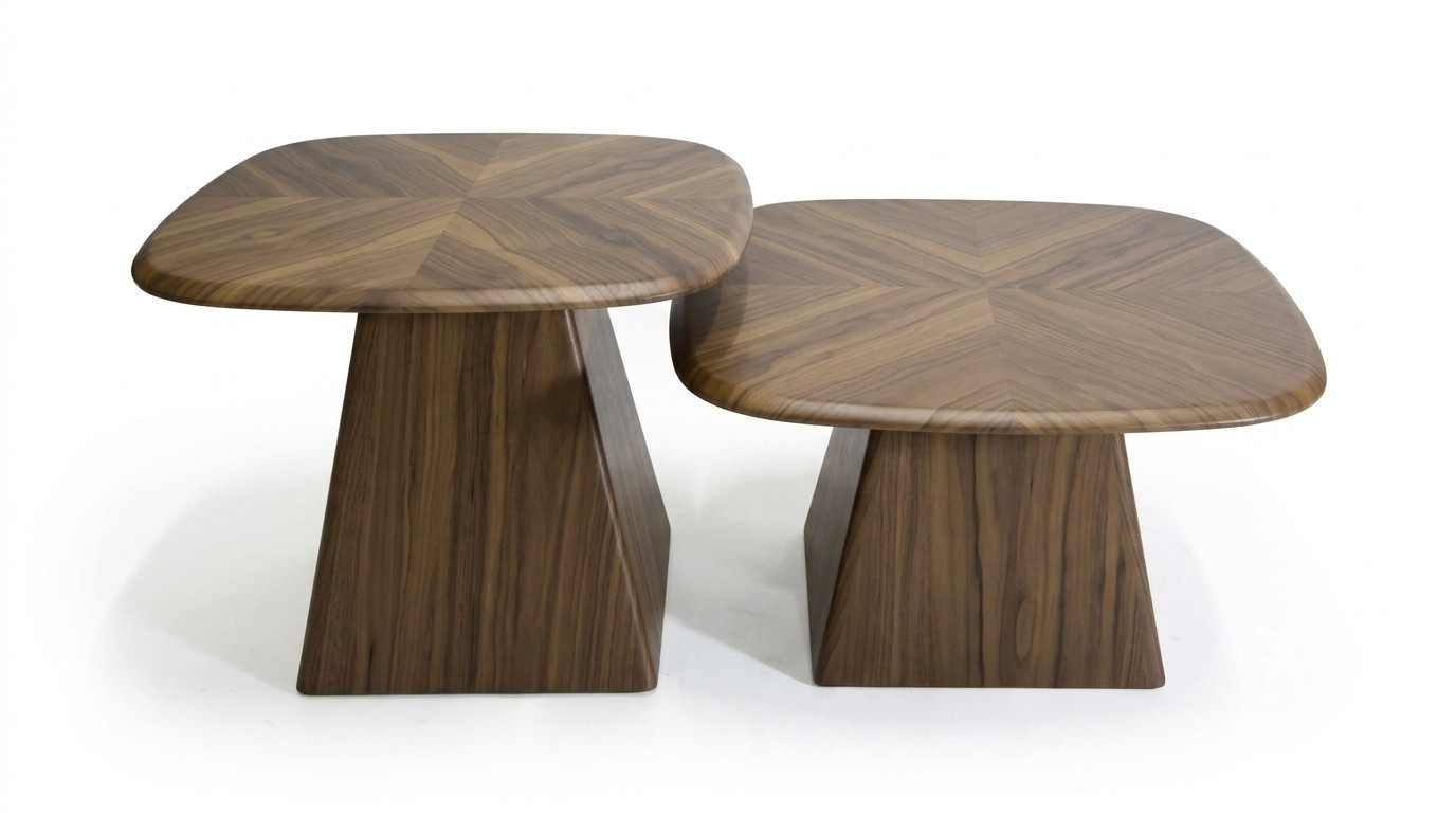 Designer coffee table set – 2-piece, wooden stylish furniture for modern living room.