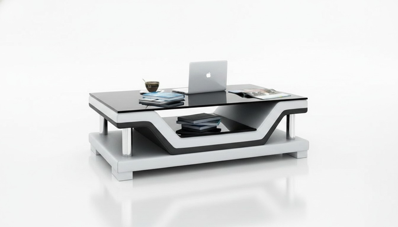 Designer Coffee Table Upholstery Table Leather Glass Modern Tables #SB3009