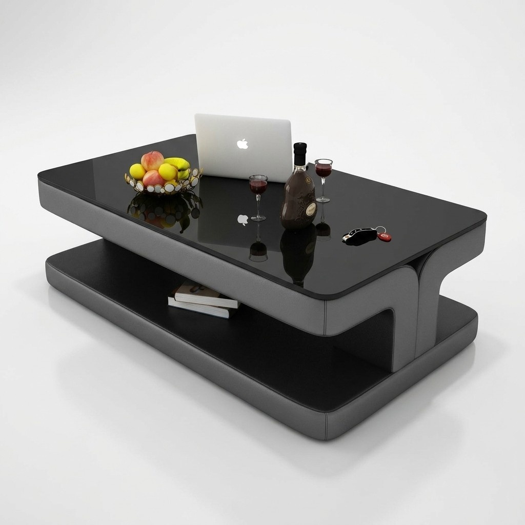 Designer Coffee Table Upholstery Table Leather Glass Modern Tables Glass