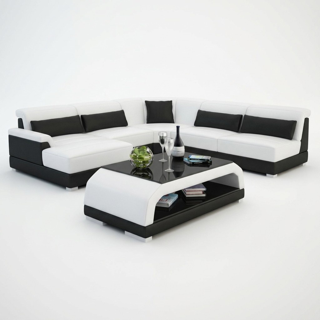 Designer Coffee Table Upholstery Table Leather Glass Modern Tables 6108