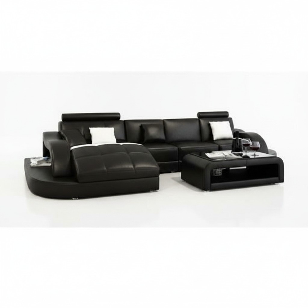 Designer sectional sofa with chaise lounge living room set leather sofa L shape Einstein
