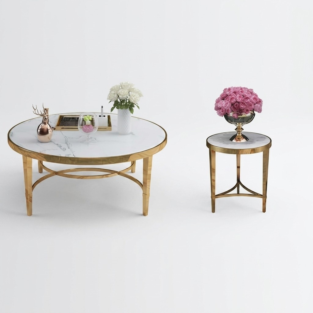 Designer Couch Table Marble Sofa Side Tables Metal Italian Furniture Round