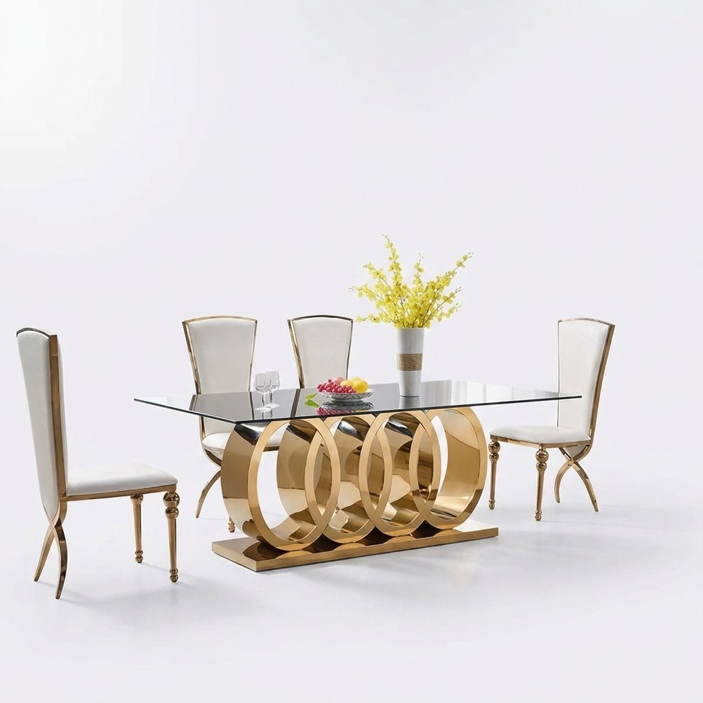 Designer dining room table Dining tables Dining room furniture Stainless steel table Tables