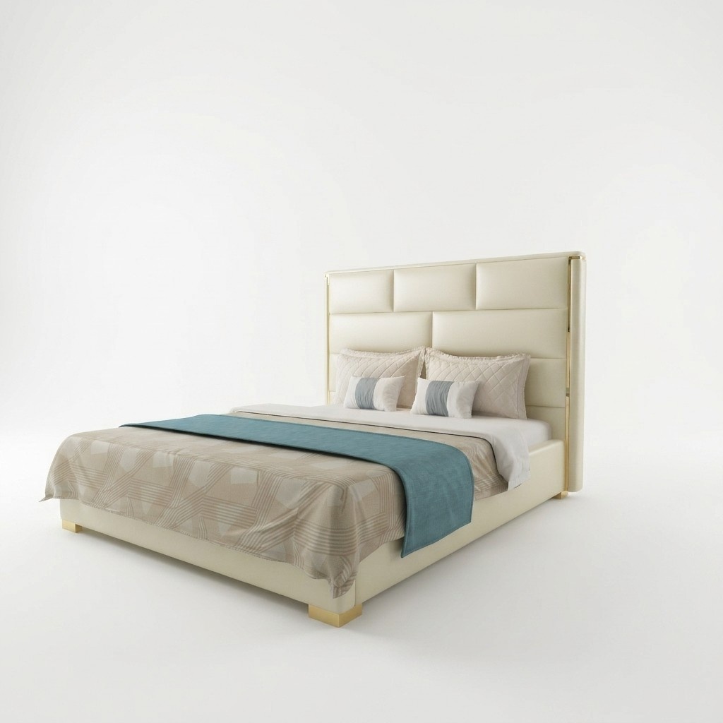 Designer Double Bed Bedroom Beds Leather Hotel Luxury Upholstery 180x200cm