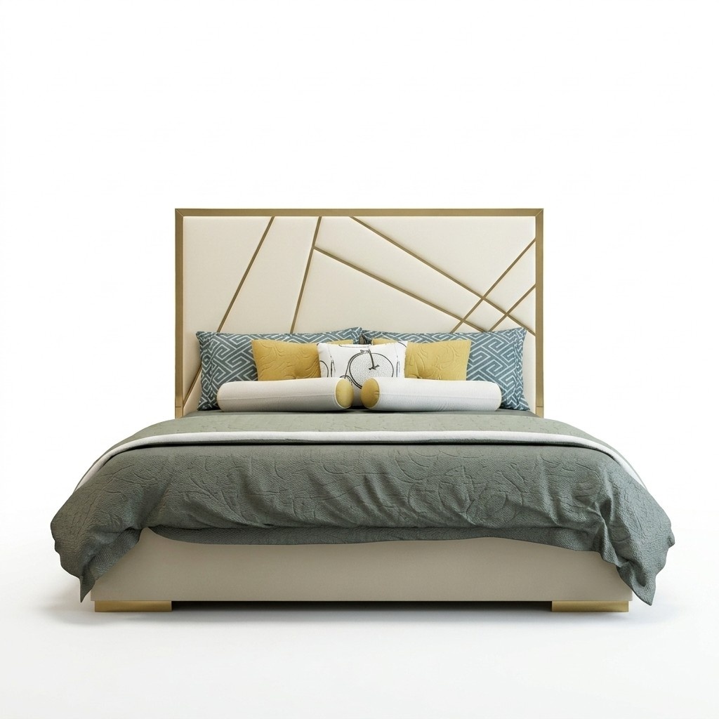 Modern style leather double bed in modern style made of real wooden frame 180/200x200cm sizes