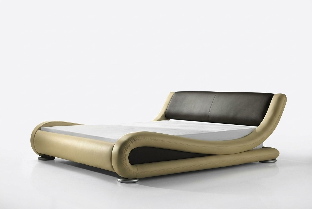 Special design massive leather double bed in modern style with stainless steel for marriage couple