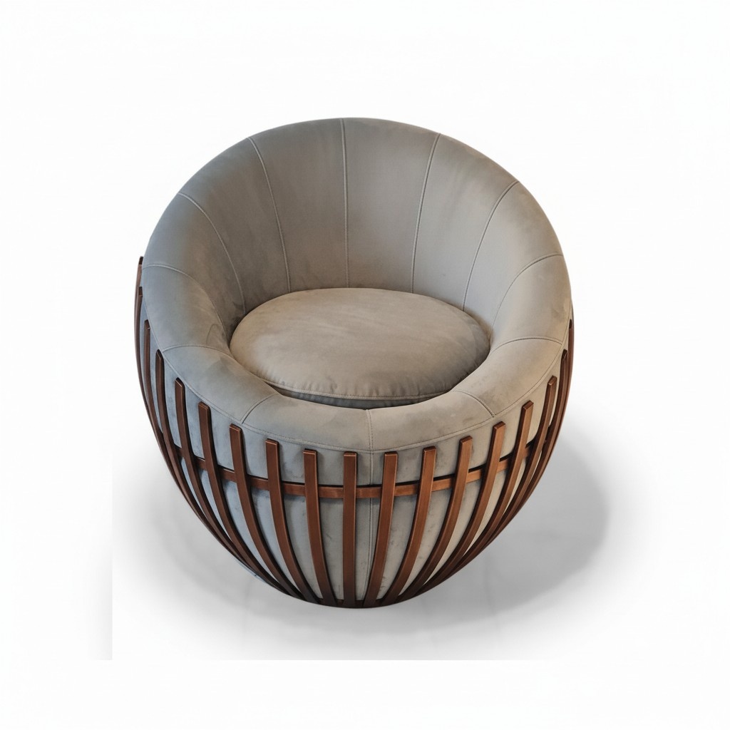 Designer grey armchair living room furniture upholstered seat textile armchair lounge club