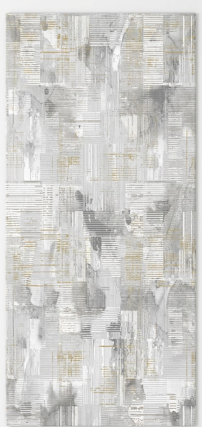 Designer Gray Carpet Short Pile Aged Lines Geometric Pattern Rugs