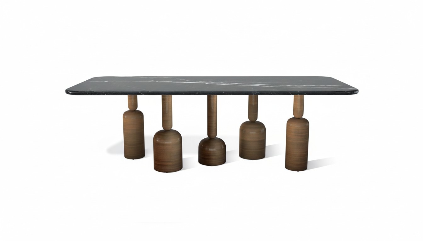 Designer Grey Marble Dining Table Metal Legs Luxury Dining Room Furniture New