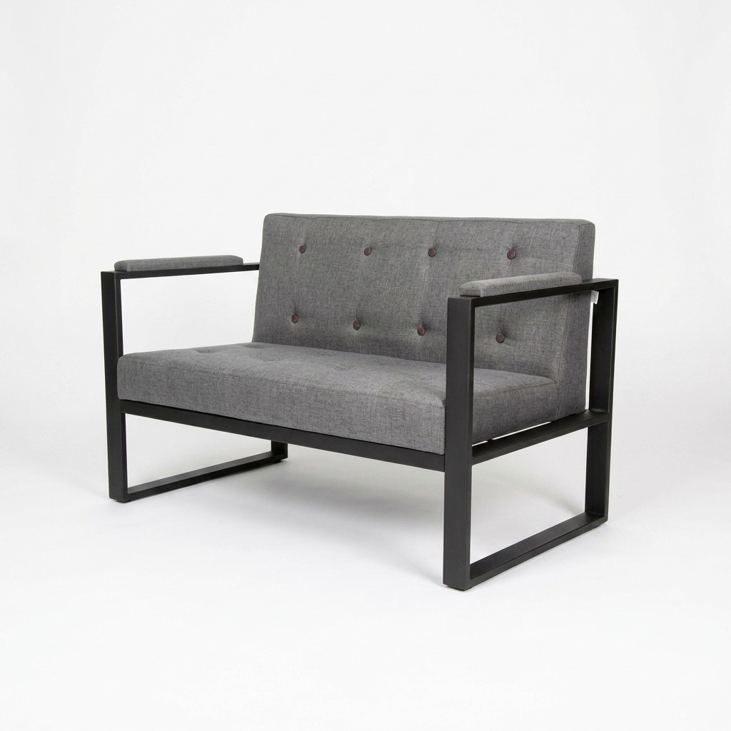 Designer Grey Bench Two Seater Textile Cover Office Furnishing Furniture