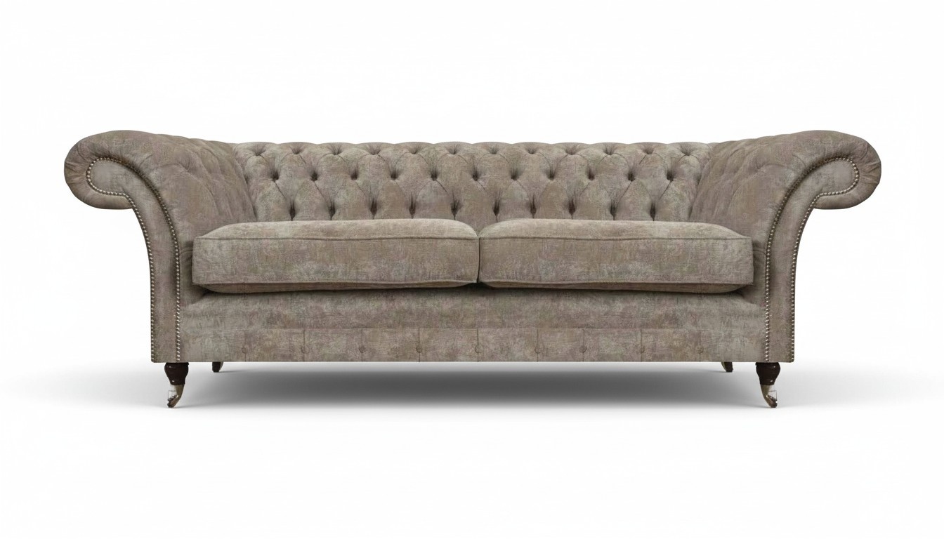 Designer Light Grey Chesterfield Two-Seater Living Room Luxury Sofas