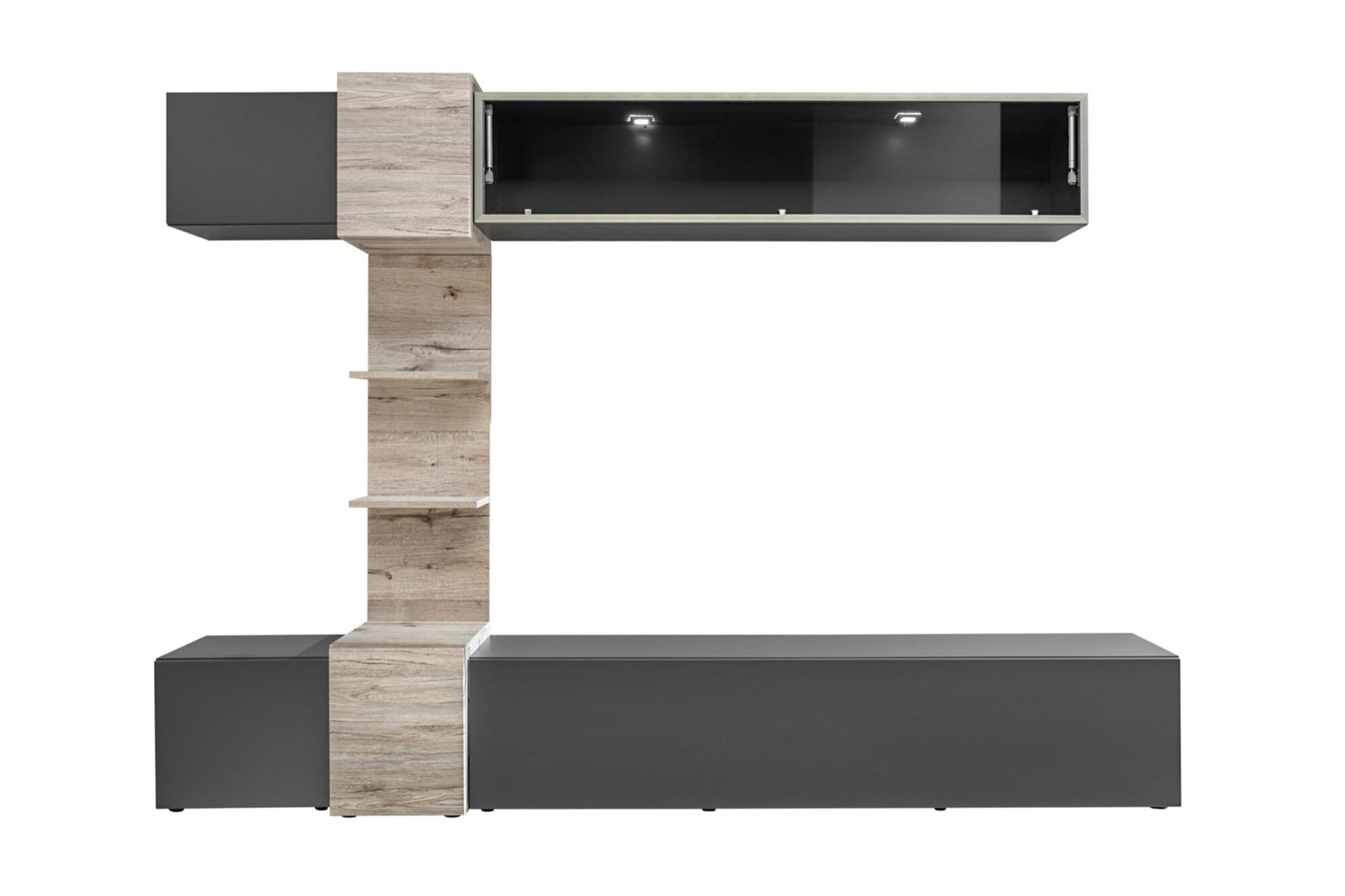 Designer living room modern set wall unit wall shelves gray TV stand