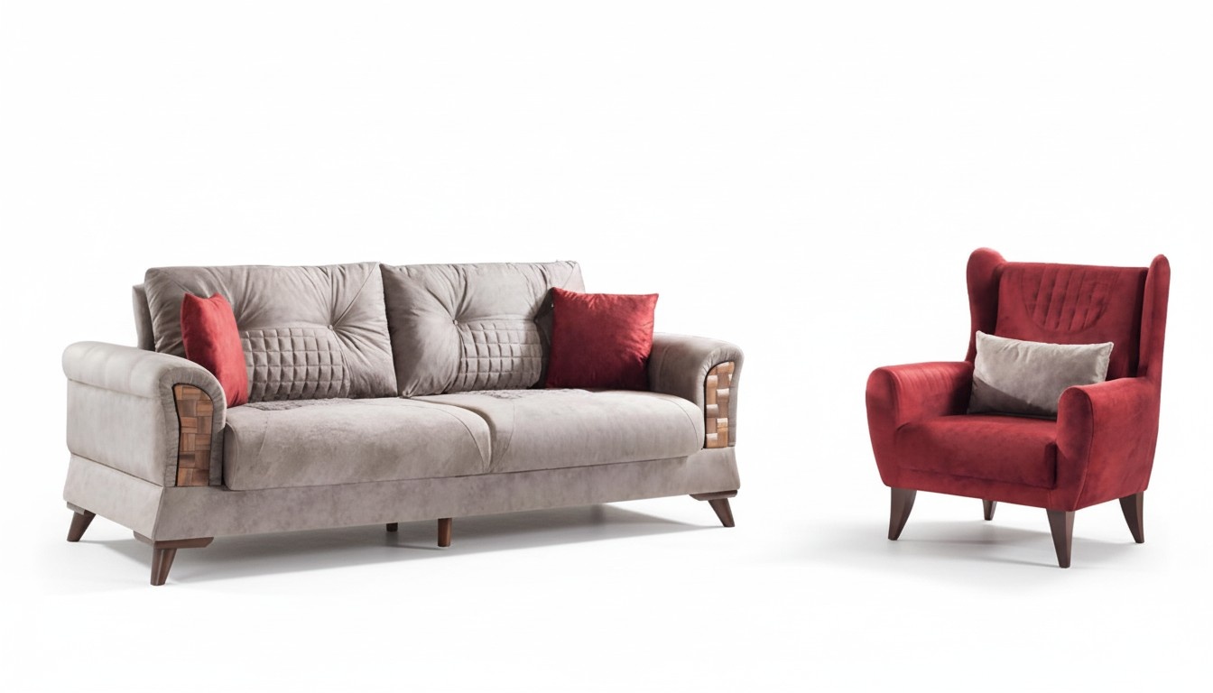 Designer living room set 3-seater sofa and armchair 2-piece new