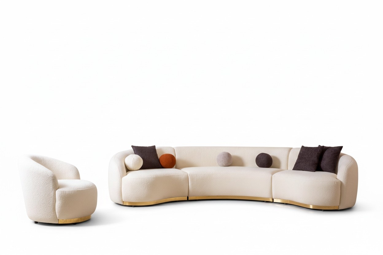 Designer living room set modern sofa set round sofa + 1 seater 2 pieces