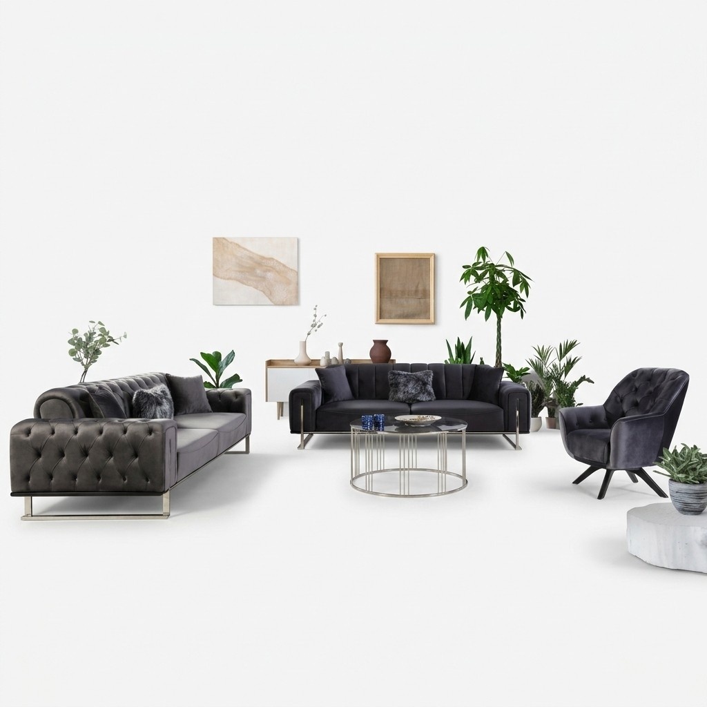 Designer living room set sofa set 3+3+1 seat furniture sets 3 pieces.